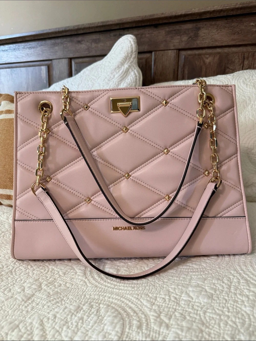 Michael Kors Serena Large Powder Blush Shoulder Bag NWT